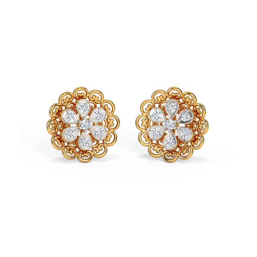 Asyrah Ornate Diamond Stud Earrings