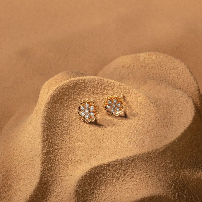 Asyrah Ornate Diamond Stud Earrings